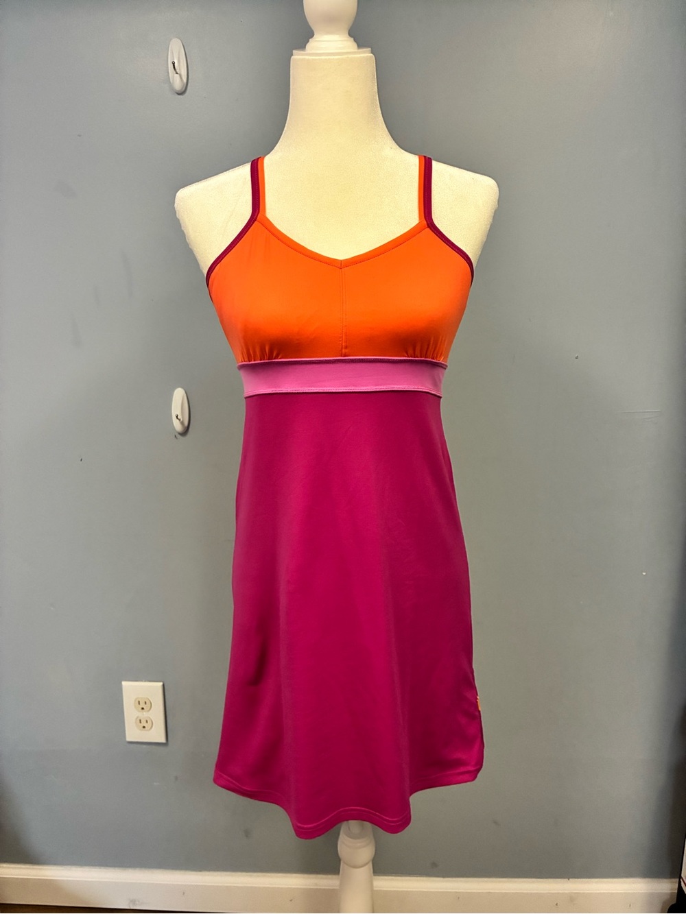 Title Nine Women's Colorblock Tennis Dress Pink/Orange Nylon Spandex Size S
